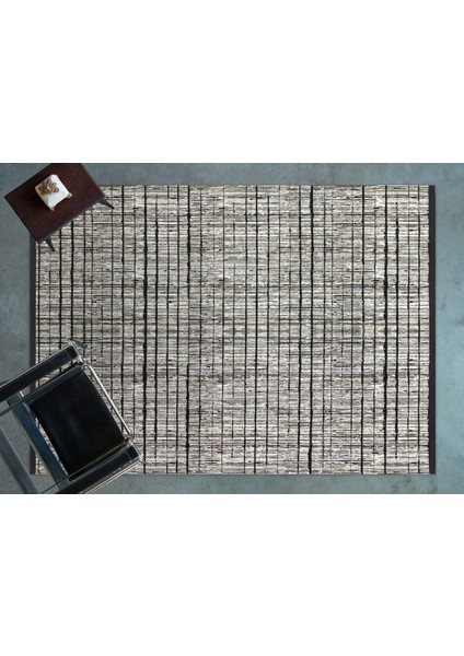 Alexandria Siyah Geometrik Polyester makine Oda Salon Mutfak Halısı