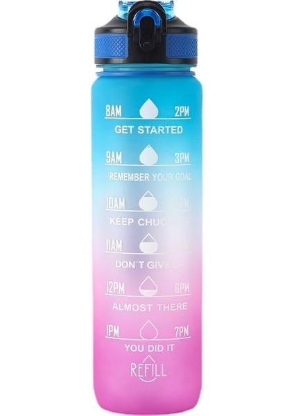 1l Büyük Kapasiteli Spor Degrade Su Şişesi (Yurt Dışından)