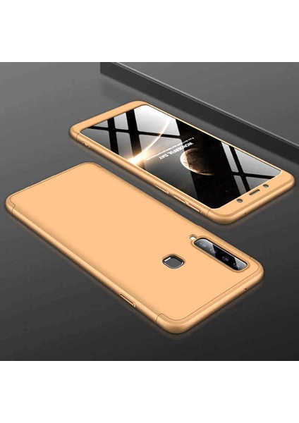 Casestreet Samsung Galaxy A9 2018 Kılıf Ays 3 Parçalı Önü Açık Sert Rubber Koruma Gold