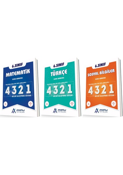 Avantaj 6. Sınıf Matematik + Türkçe + Sosyal 4321 Soru Seti 3 Kitap 2023