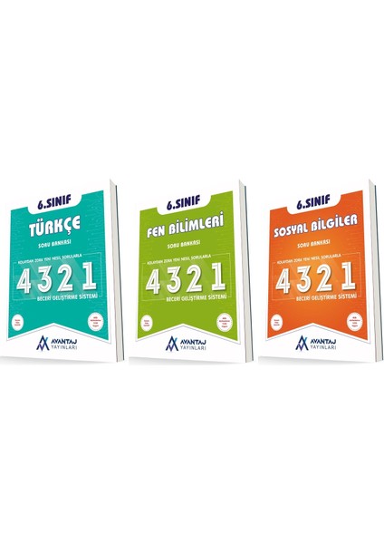 Avantaj 6. Sınıf Türkçe + Fen + Sosyal 4321 Soru Seti 3 Kitap 2023