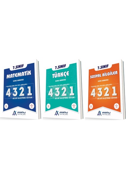 Avantaj 7. Sınıf Matematik + Türkçe + Sosyal 4321 Soru Seti 3 Kitap 2023