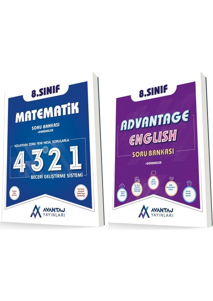 Avantaj 8. Sınıf Matematik + İngilizce 4321 Soru Seti 2 Kitap 2023