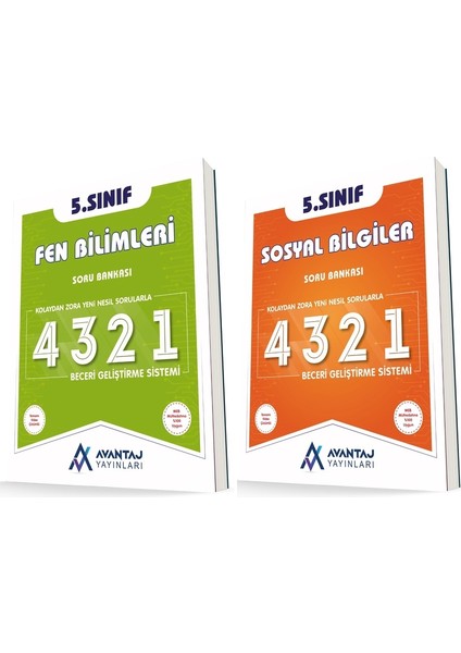 Avantaj 5. Sınıf Fen Bilimleri + Sosyal 4321 Soru Seti 2 Kitap 2023