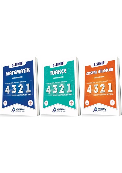 Avantaj 5. Sınıf Matematik + Türkçe + Sosyal 4321 Soru Seti 3 Kitap 2023