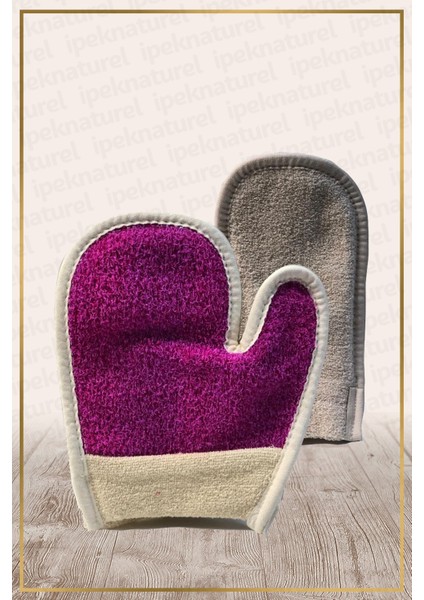 Polyester Parmaklı Havlulu Banyo Eldiveni Pembe