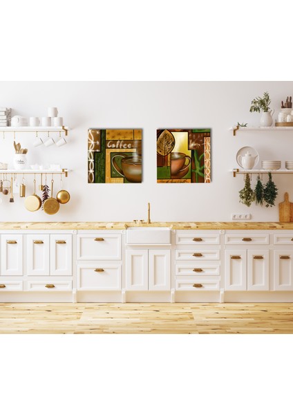 2 Parça Kahve Temalı Kanvas Tablo