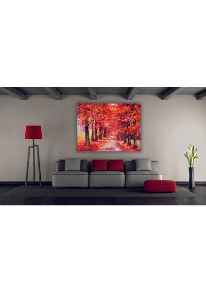 Yağlı Boya Görünümlü Orman Kanvas Tablo