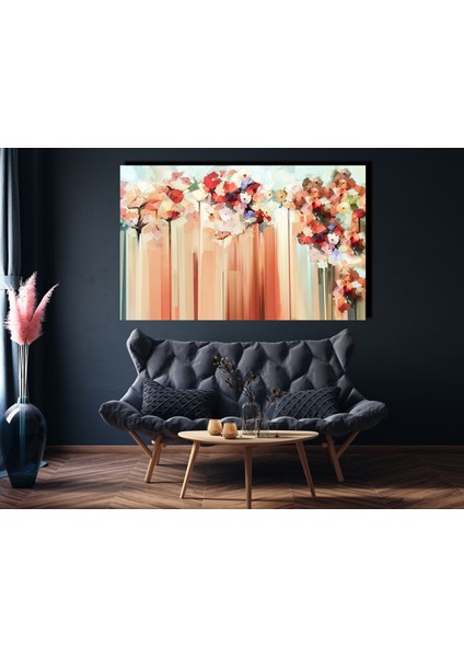 Soyut Renkli Çiçekler Kanvas Tablo