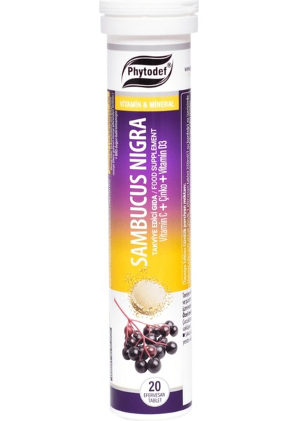 Vitamin C Efervesan Tablet (Portakal Aromalı) - 20 Adet & Sambucus Nigra Efervesan Tablet - 20 Adet