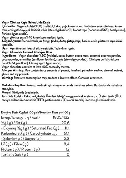 Vegan Çikolata Kaplı Nohut Unlu Draje fırsatları