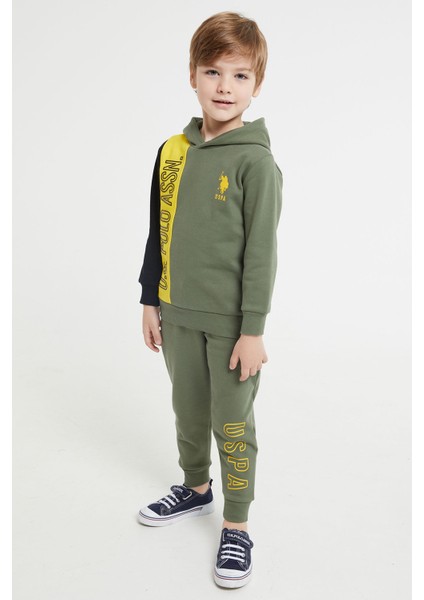 Lisanslı Haki Erkek Çocuk Kapüşonlu Eşofman Takım
