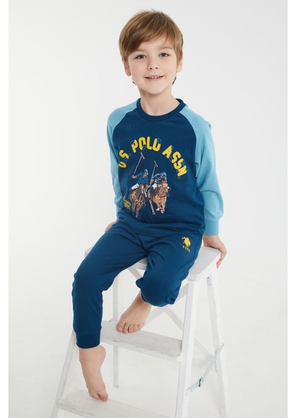 Lisanslı Lacivert Erkek Çocuk Ribanalı Uzun Kol Pijama Takım fiyatları