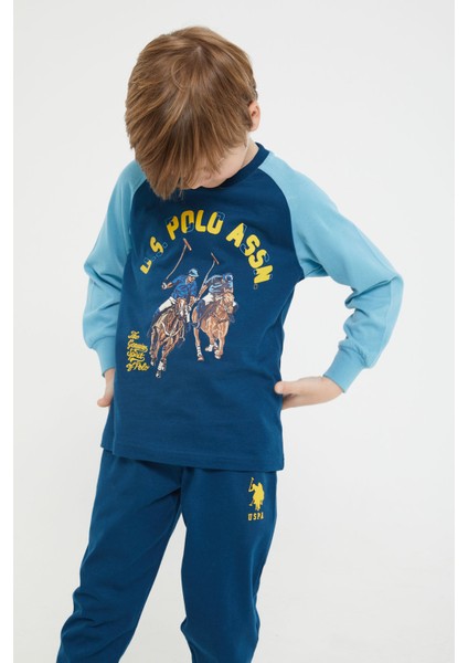 Lisanslı Lacivert Erkek Çocuk Ribanalı Uzun Kol Pijama Takım modelleri