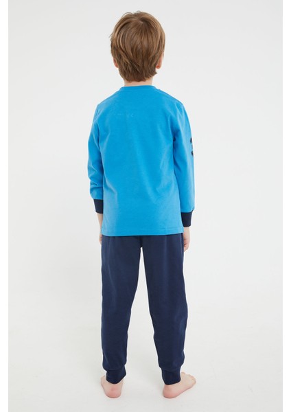 Lisanslı Authentic Brand Mavi Erkek Çocuk Uzun Kol Pijama Takım fırsatları