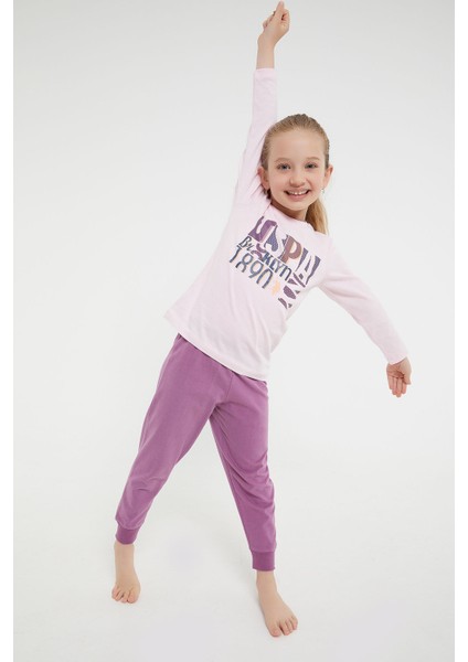 Lisanslı Classic Pembe Kız Çocuk Uzun Kol Pijama Takım