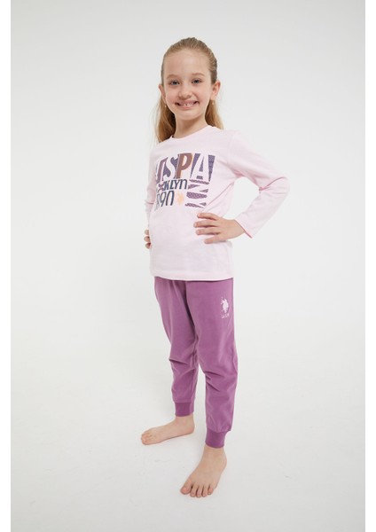 Lisanslı Classic Pembe Kız Çocuk Uzun Kol Pijama Takım
