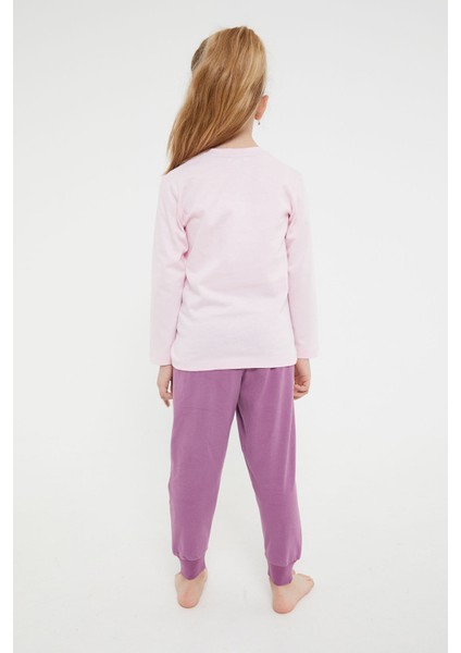 Lisanslı Classic Pembe Kız Çocuk Uzun Kol Pijama Takım