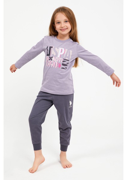 Lisanslı Classic Yaban Mersini Kız Çocuk Uzun Kol Pijama Takım
