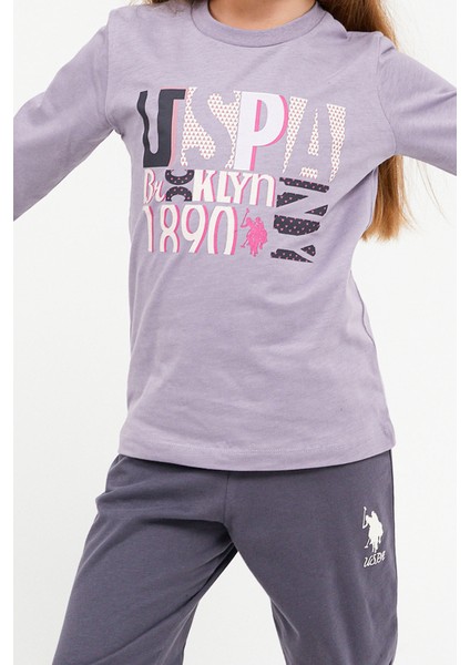 Lisanslı Classic Yaban Mersini Kız Çocuk Uzun Kol Pijama Takım