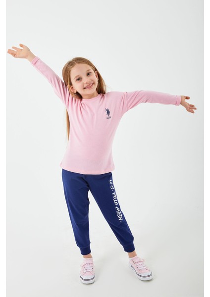 Lisanslı Klasik Şeker Pembe Kız Çocuk Uzun Kol Pijama Takım