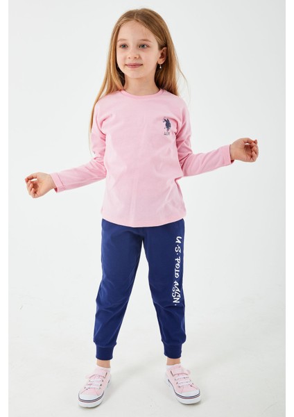 Lisanslı Klasik Şeker Pembe Kız Çocuk Uzun Kol Pijama Takım