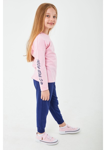 Lisanslı Klasik Şeker Pembe Kız Çocuk Uzun Kol Pijama Takım