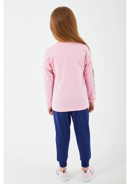 Lisanslı Klasik Şeker Pembe Kız Çocuk Uzun Kol Pijama Takım