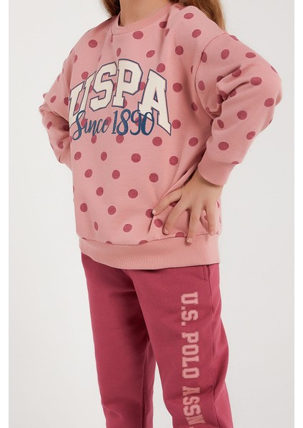 Lisanslı Retro Pembe Kız Çocuk Puantiyeli Eşofman Takım modelleri