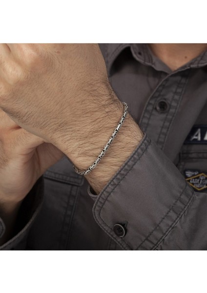 4 mm Yuvarlak Kral Zincir Gümüş Bileklik