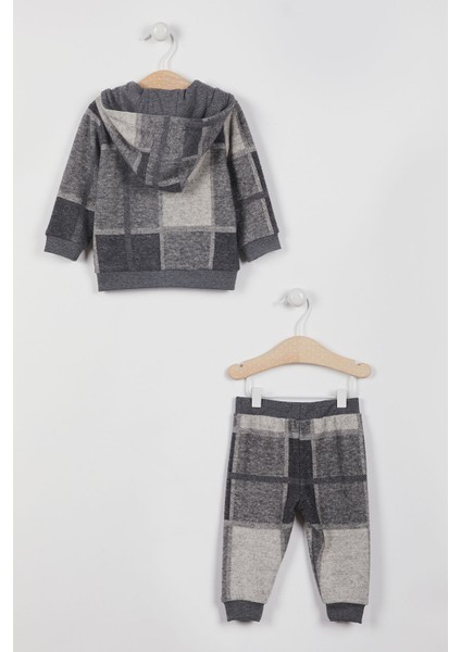 Lisanslı Ekoseli Grimelanj Erkek Bebek Uzun Kol Kapüşonlu Polartakım fiyatları