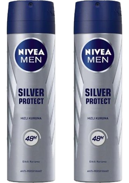 2 Adet Nivea Men Silver Protect Erkek Deodorant Sprey 150 Ml