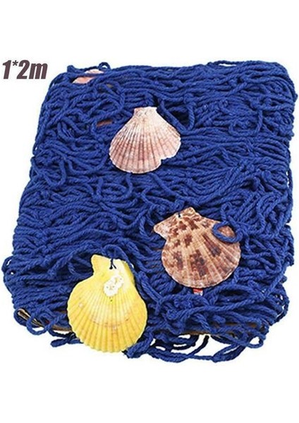 (Mavi (1 * 2m)) Denizcilik Balıkçılık Net Sahil Duvar Plaj Parti Deniz Kabukları Ev Bahçe Dekor (Yurt Dışından)