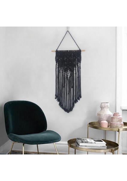 40 * 70 cm Dokuma Duvar Sanatı Boho Stil En Iyi Hediye Duvar Asılı Makrome Goblen Kelebekler Desen El Yapımı Ev Dekor | Dekoratif Gobiyeller (Siyah) (Yurt Dışından)