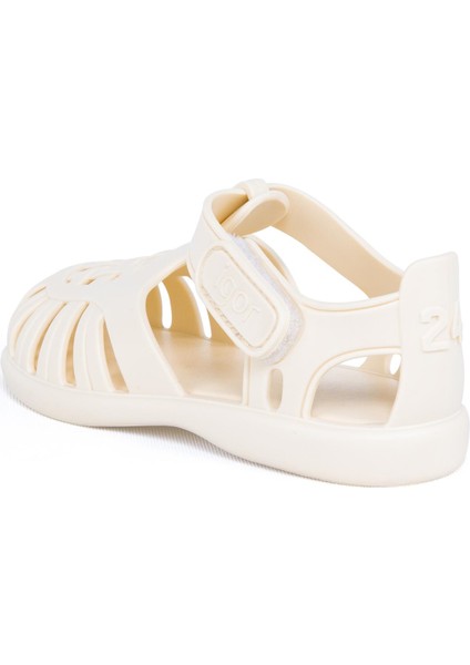 S10271 Tobby Solid Çocuk Fildişi Sandalet