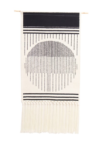 Nordic Stil Ev Boho Dekor Pamuk Püskül El Yapımı Dokuma Duvar Asılı Goblen Renkli Baskı El Düğümlü Duvar Dekorasyon | Dekoratif Gobiyeller (Siyah) (Yurt Dışından)