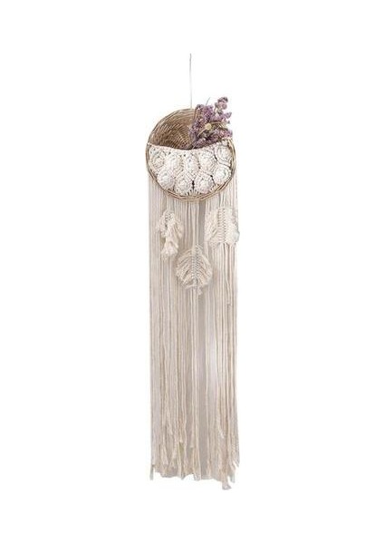 25 * 100 cm Dantel Makrome Duvar Asılı Dokuma Saksı Rattan Bohemian Stil Dekoratif Bahçe Sepeti Makrome Bitki Askısı | Dekoratif Gobiyeller (Yurt Dışından)