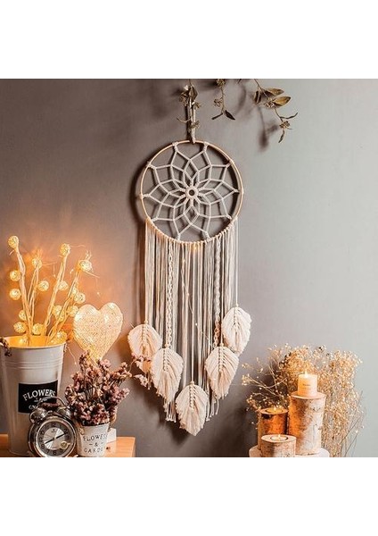Bohemian Chic Makrome Duvar Asılı Goblen Mandala Ay Dreamcatcher Duvar Dekor Boho Dokuma Örme Goblenler Ev Dekorasyon | Dekoratif Gobiyeller (Yurt Dışından)