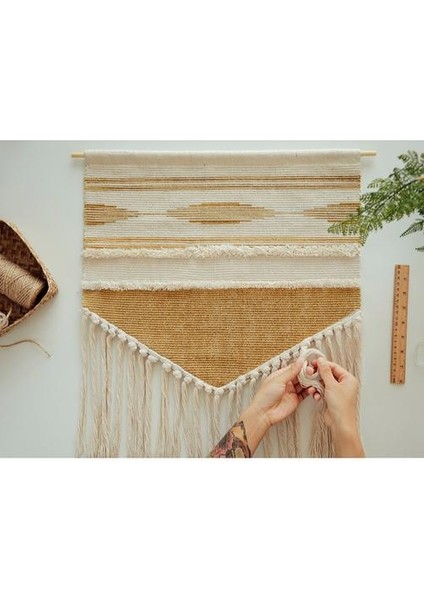 Boho Asılı Goblen Vintage Kumaş Makrome Dekorasyon Watt Saat Ölçer Kutusu Kapak Otel Asılı Battaniye Ev Ofis Duvar Dekor | Dekoratif Gobiyeller (Sarı) (Yurt Dışından)