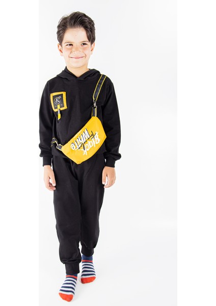 Çanta Detaylı Kapüşonlu Erkek Çocuk Eşofman Takımı