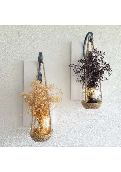 Duvar Dekoru, LED Işıklı, Mor ve Beyaz Cipso Çiçekli Aplik, Beyaz Ikili Set fiyatları