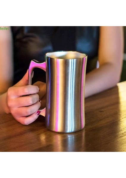 Yalıtımlı Kupası Paslanmaz Çelik Kupalar Kapaklı, 20 Oz Büyük Kupa, Çift Duvar Bira Stein, Saplı Tumbler, Yalıtımlı Bira Kupa | Kupalar (Yurt Dışından)