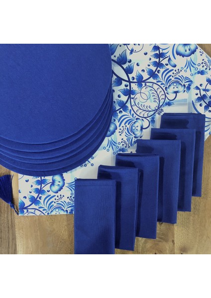 Amerikan Servis Damask Desen Takım 6 Supla, 6 Kumaş Peçete ve Runner Örtü 2