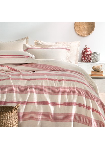 Bedding Meri Çift Kişilik Pike Takımı - Kırmızı
