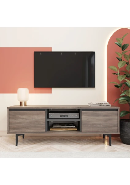 Robin Home Mocha Kapaklı Tv Ünitesi Tv Sehpası 140 cm Kahverengi - Antrasit