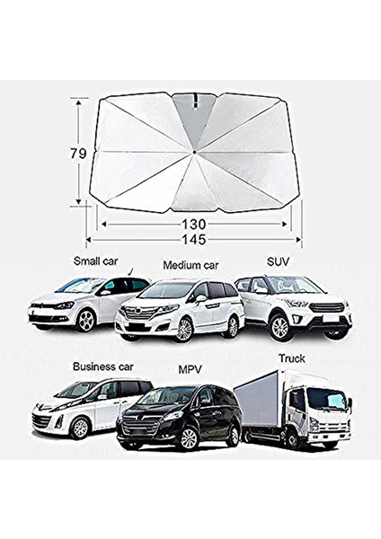 Çantalı Araç Ön Cam Güneşlik Şemsiyesi 145CM*79CM Araç Güneş Koruyucu Araç Güneşlik Perdesi (Yurt Dışından)