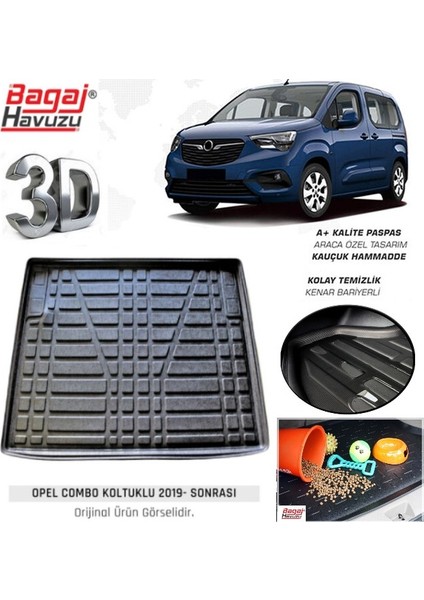 Combo Bagaj Havuzu 2019-2023 Uyumlu 3D Model Kokusuz Kauçuk Siyah