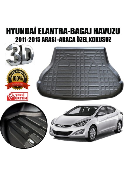 2013 Hyundai Elantra 3D Bagaj Havuzu Kokusuz Kauçuk modelleri