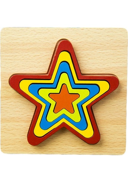 Dıy 3D Ahşap Geometri Şekli Bulmaca Oyuncakları (Pentagram)(Yurt Dışından)