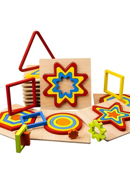 Dıy 3D Ahşap Geometri Şekli Bulmaca Oyuncakları (Pentagram)(Yurt Dışından)